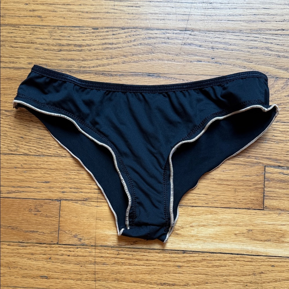 NWOT Teeki Black Bikini Bottoms with Tan Trim - XS